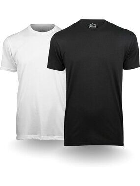 Men's Black White Crew Neck Short Sleeve Fitted Style Soft Poly Blend T Shirts